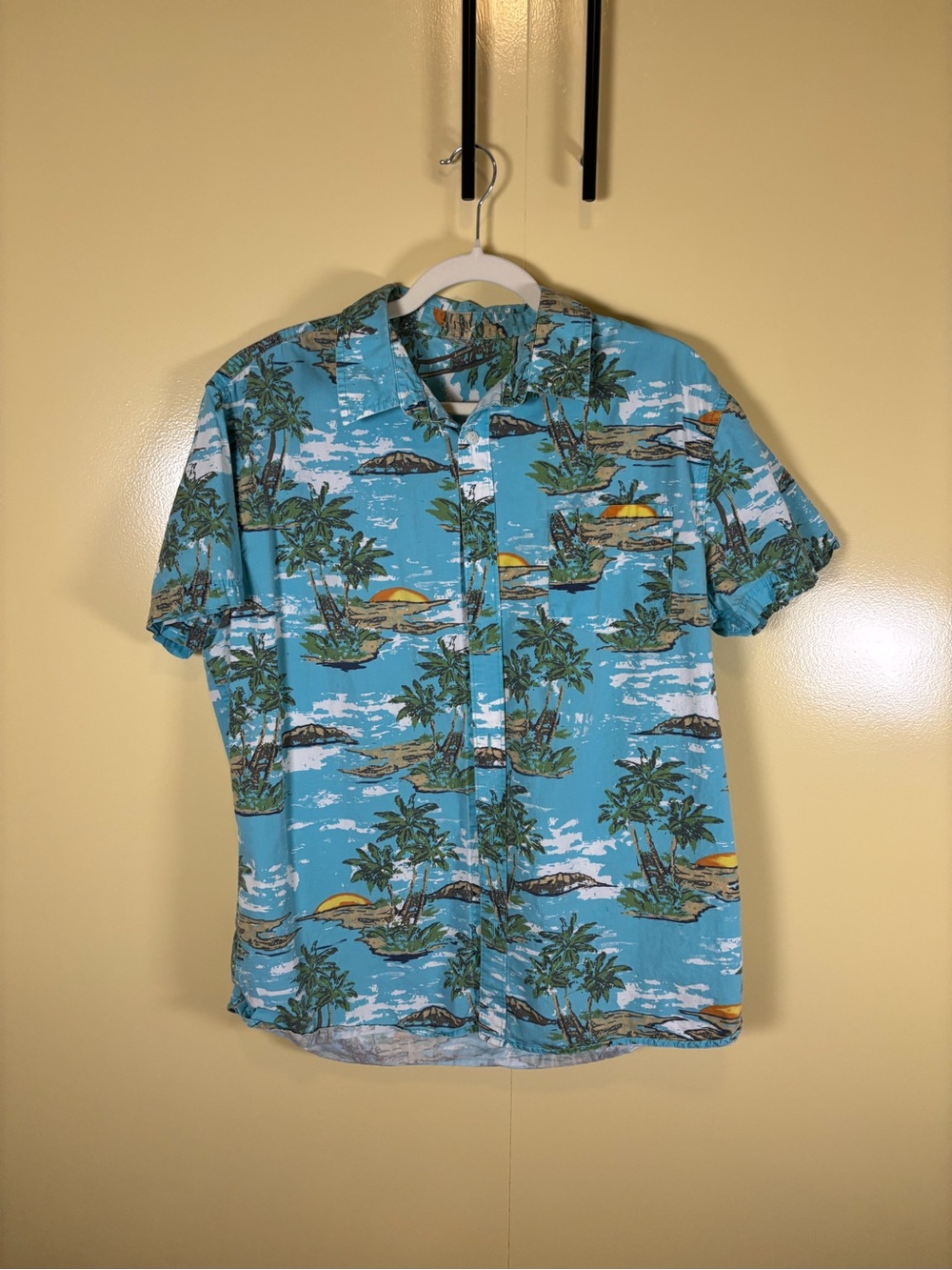 Blue & Turquoise Tropical Print Short-Sleeve Hawaiian Shirt